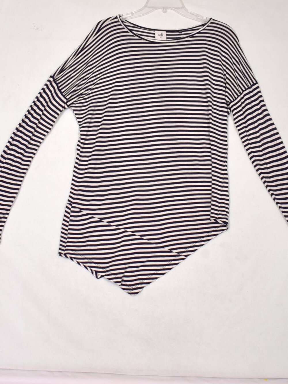 Cabi Top Women's Blue White Striped Round Neck Long Sleeve Casual Size XS